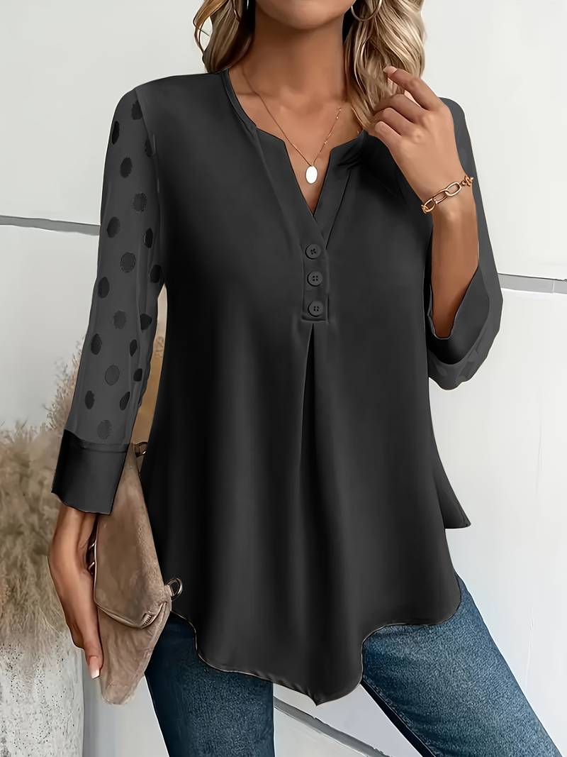 Variant image for Damen Langarm-Top mit gekerbtem Ausschnitt Eleganz-7