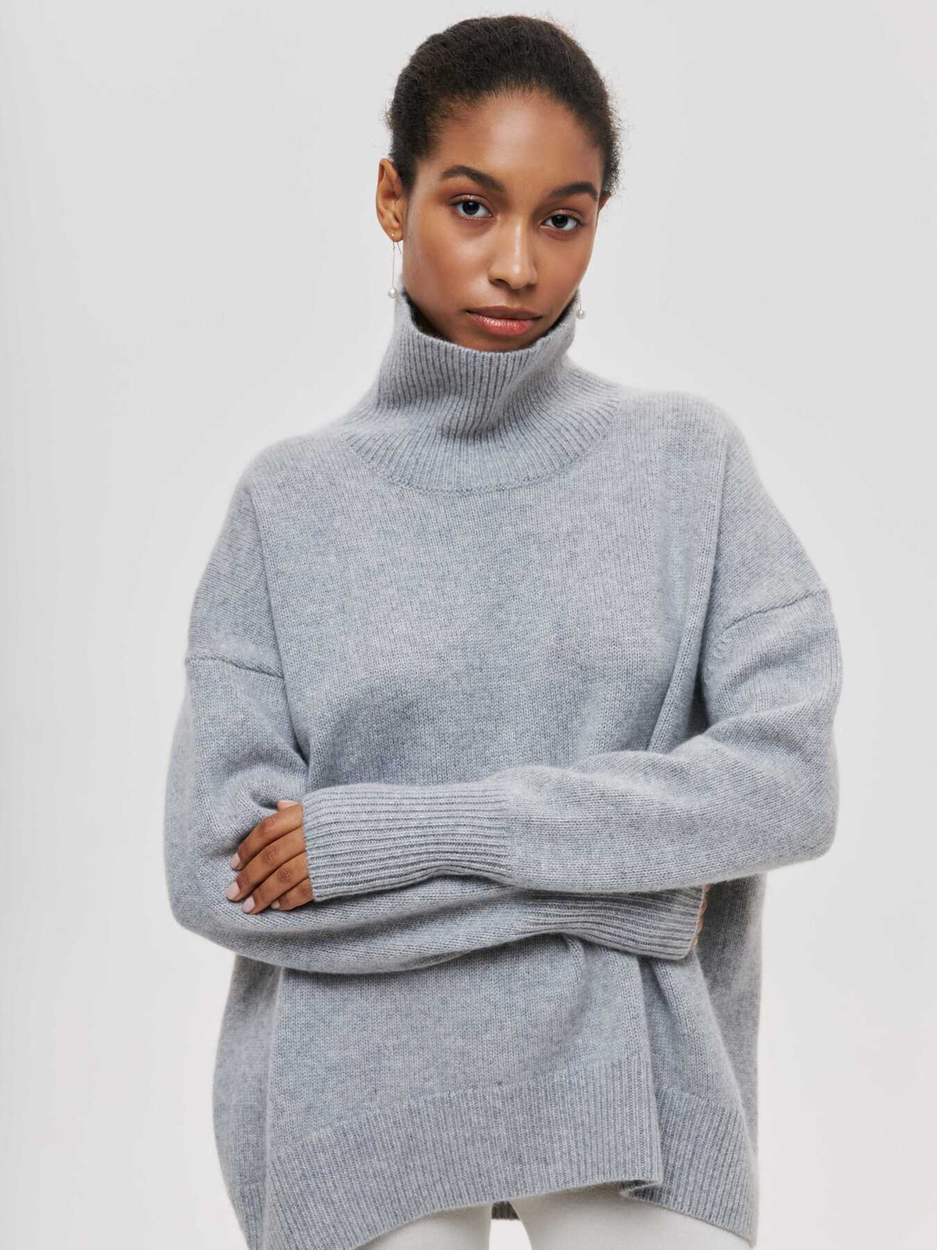 Damen Pullover Strickstil Komfort Baumwolle Warm-5