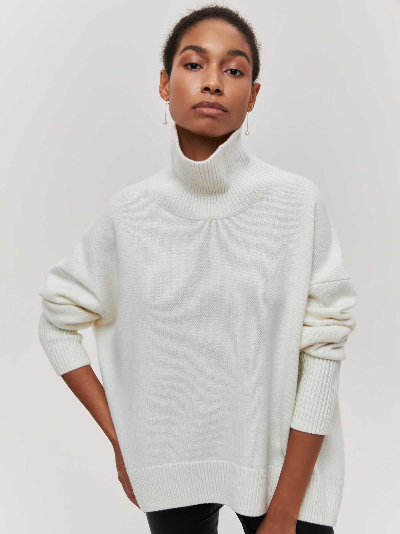 Damen Pullover Strickstil Komfort Baumwolle Warm-2