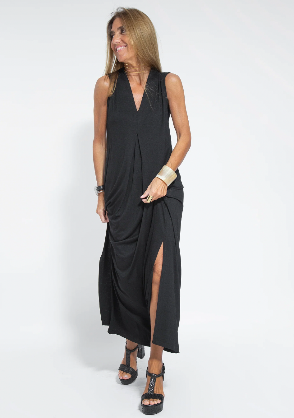 Damen Langes Kleid und Weste Elegantes Design Baumwollmischung für Sommer-3