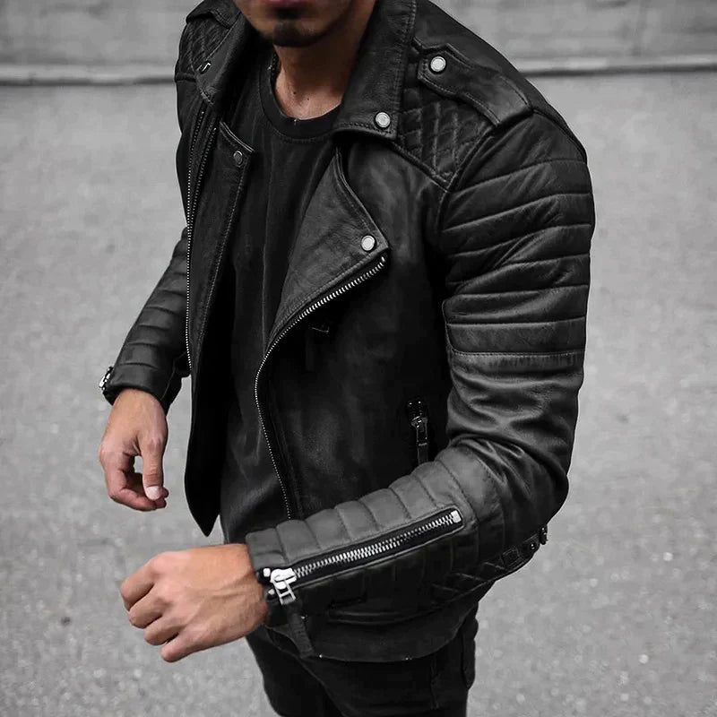 Herren Lederjacke Urbaner Stil Hochwertiges Leder Schwarz-1