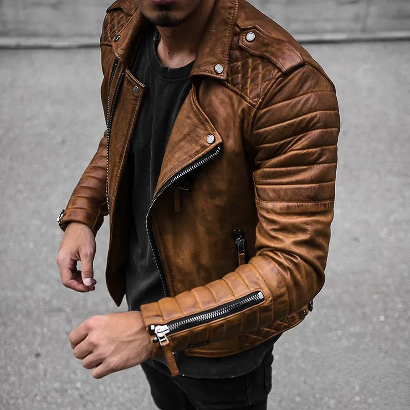 Herren Lederjacke Urbaner Stil Hochwertiges Leder Schwarz-3