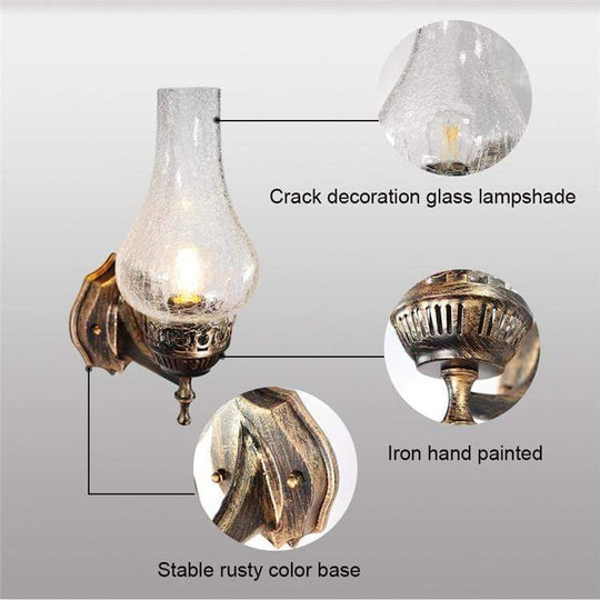 Antike Wandlampe Vintage Wandleuchte Innen mit Schalter für Gemütliche Beleuchtung 4
