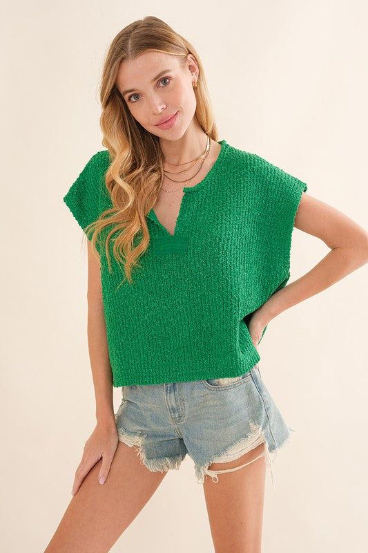 Ärmelloser Pullover für Damen in Grün 1