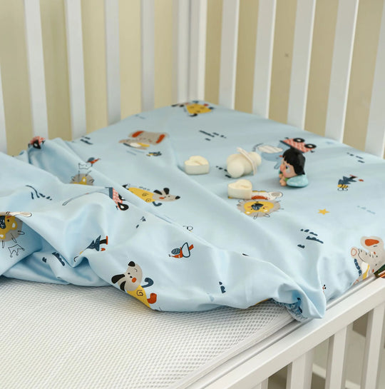Babybett Spannbettlaken Set mit Elefantenmuster und Kissenbezug 2