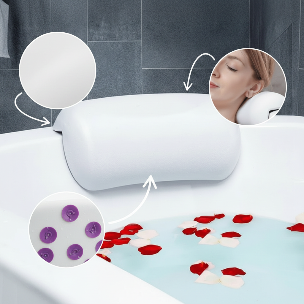 Badewannenkissen für Entspannung und Komfort – Rutschfestes Kopfkissen für die Badewanne 2