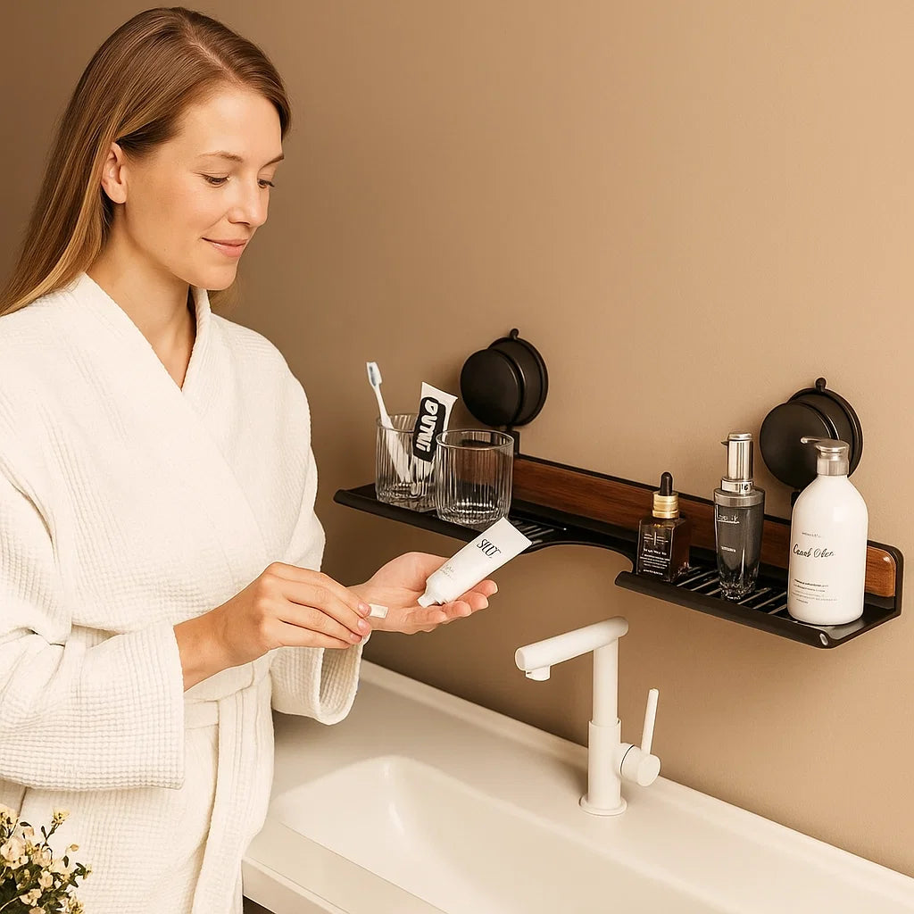 Badezimmer Ablage mit Saugnapf Modernes Design Praktische Ablagefläche für Utensilien 1