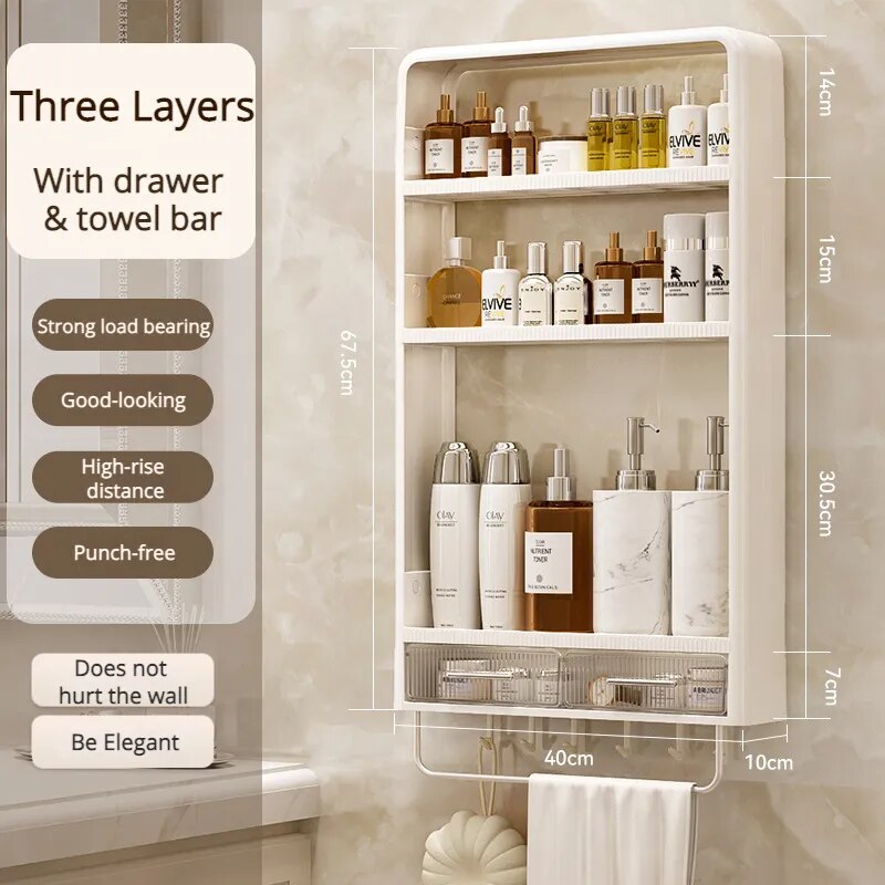 Badezimmer Regal Schmal Wandmontiert Ohne Bohren – Platzsparendes Organizer Regal für Utensilien 6