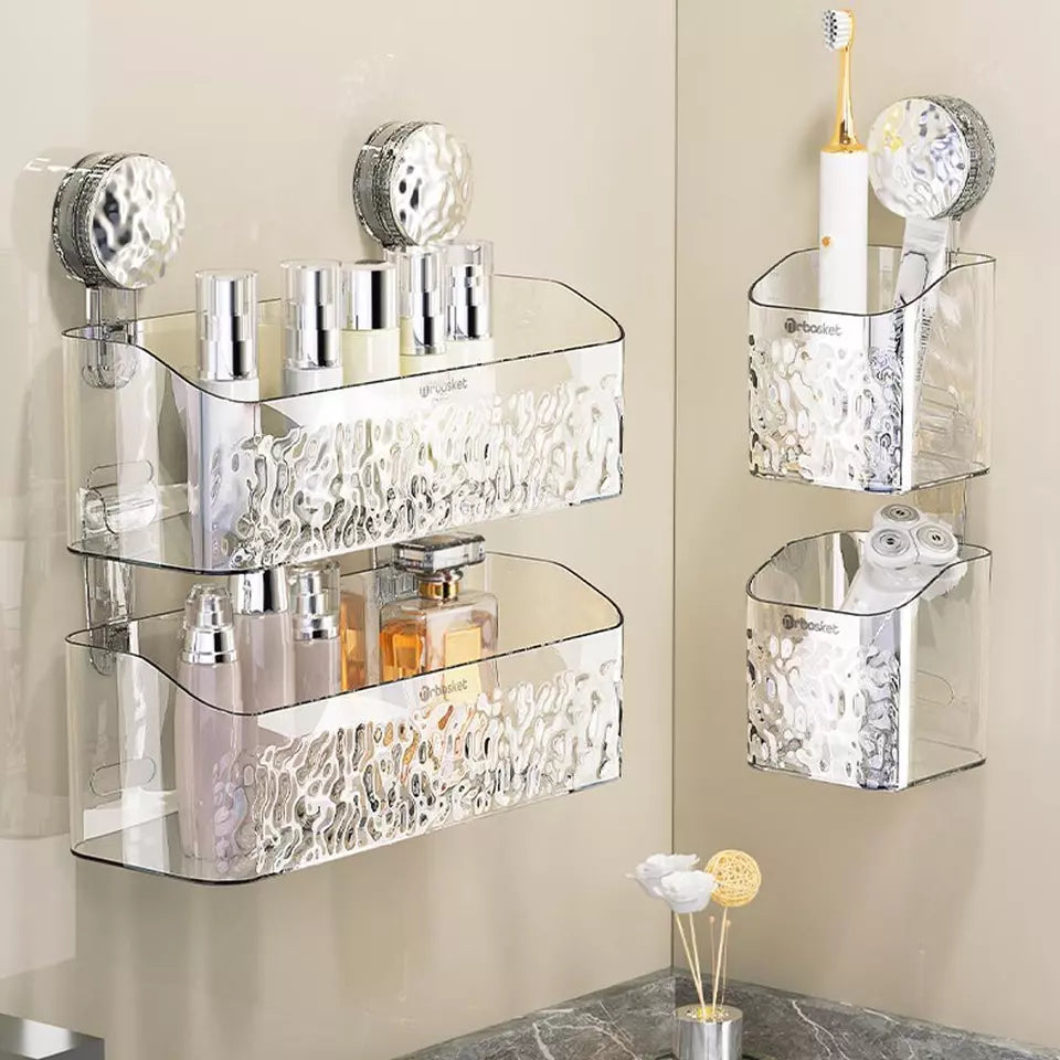 Badezimmer Regal mit Saugnäpfen für stilvolle Aufbewahrung 1