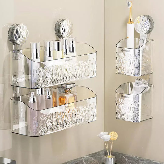 Badezimmer Regal mit Saugnäpfen für stilvolle Aufbewahrung 1