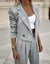 Damenanzug Set Eleganter Blazer und Hose Dunkelblau Hochwertiger Stoff-2