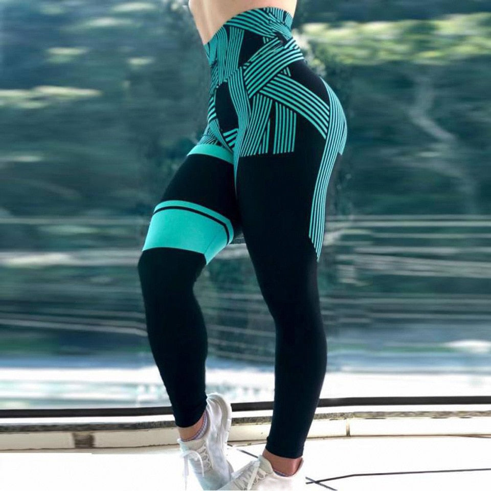 Bedruckte Leggings Mit Hoher Taille