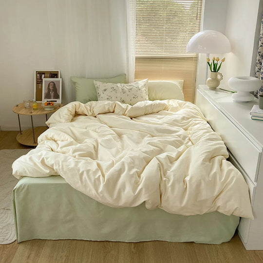 Bettwäsche-Set Baumwoll-Leinen mit gesteppter Decke für Damen und Herren 0