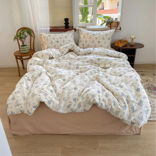 Bettwäsche-Set Baumwoll-Leinen mit gesteppter Decke für Damen und Herren 9