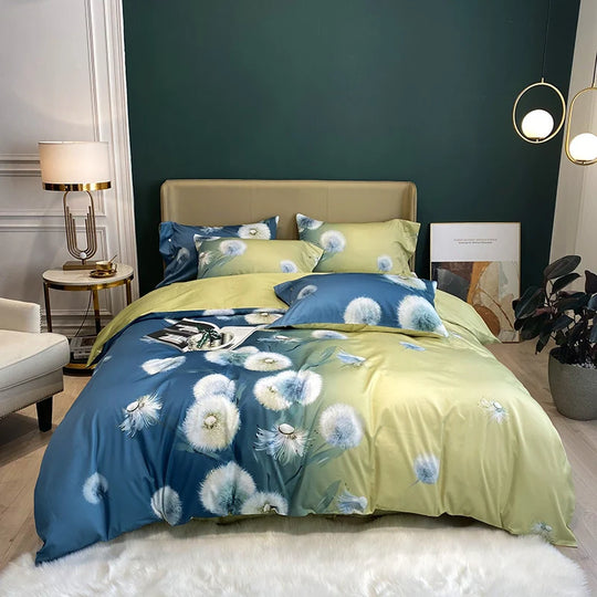 Bettwäsche-Set Damen Baumwollsatin Aquarellblumen Wendedecke 7