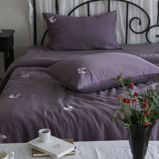 Bettwäsche-Set Damen Baumwollsatin mit Aquarellblumenstickerei 2