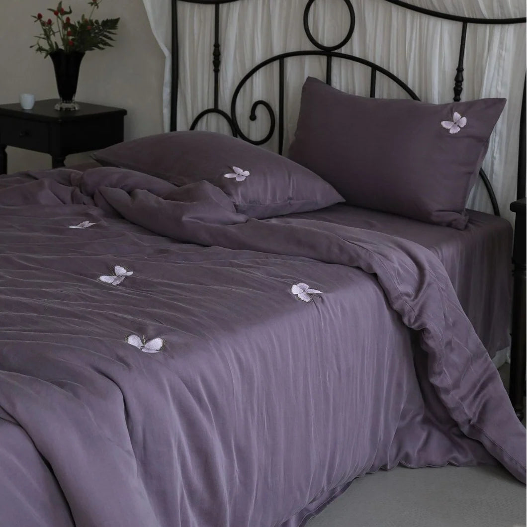 Bettwäsche-Set Damen Baumwollsatin mit Aquarellblumenstickerei 3