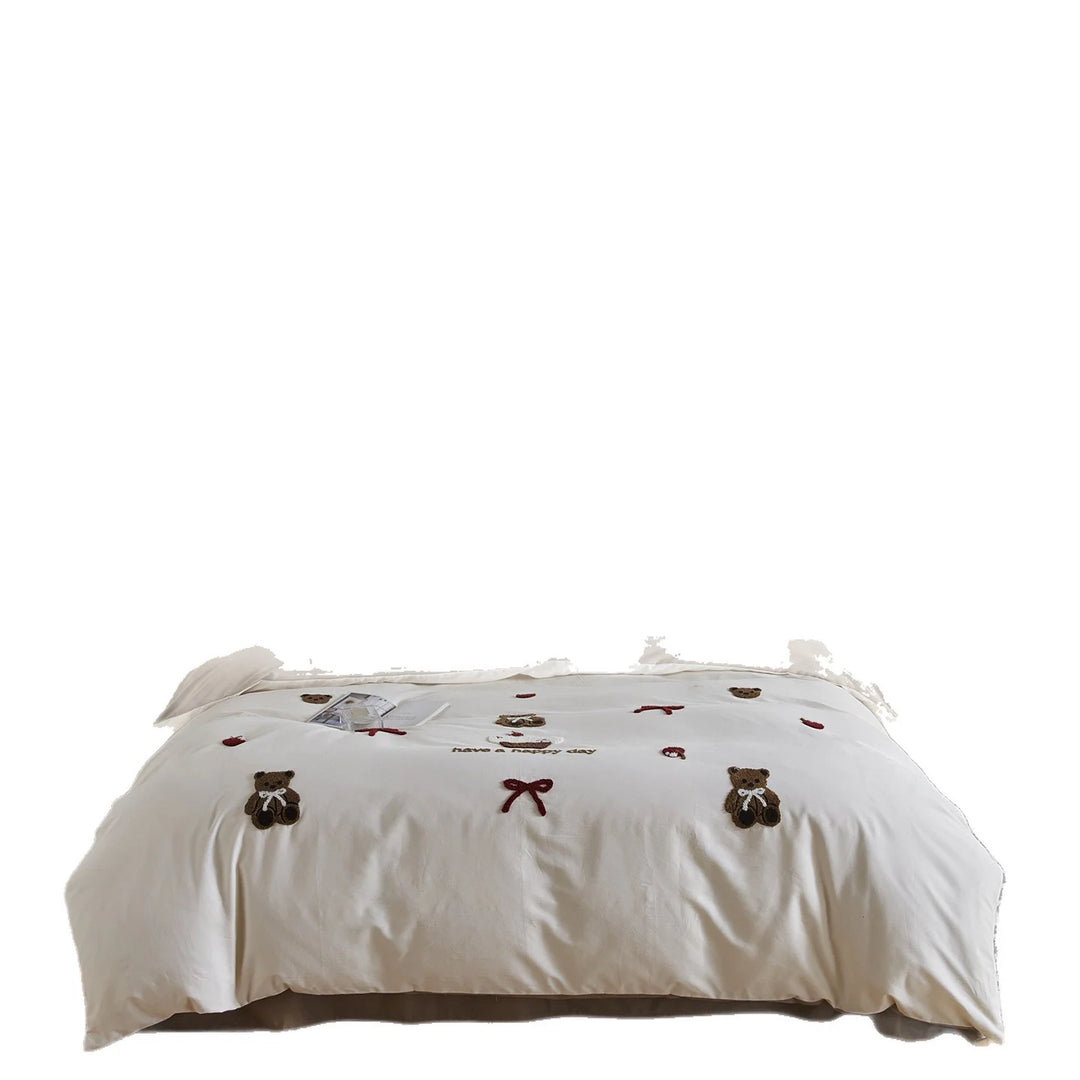 Bettwäsche-Set Damen mit gesticktem Mond- und Hasenmotiv 5