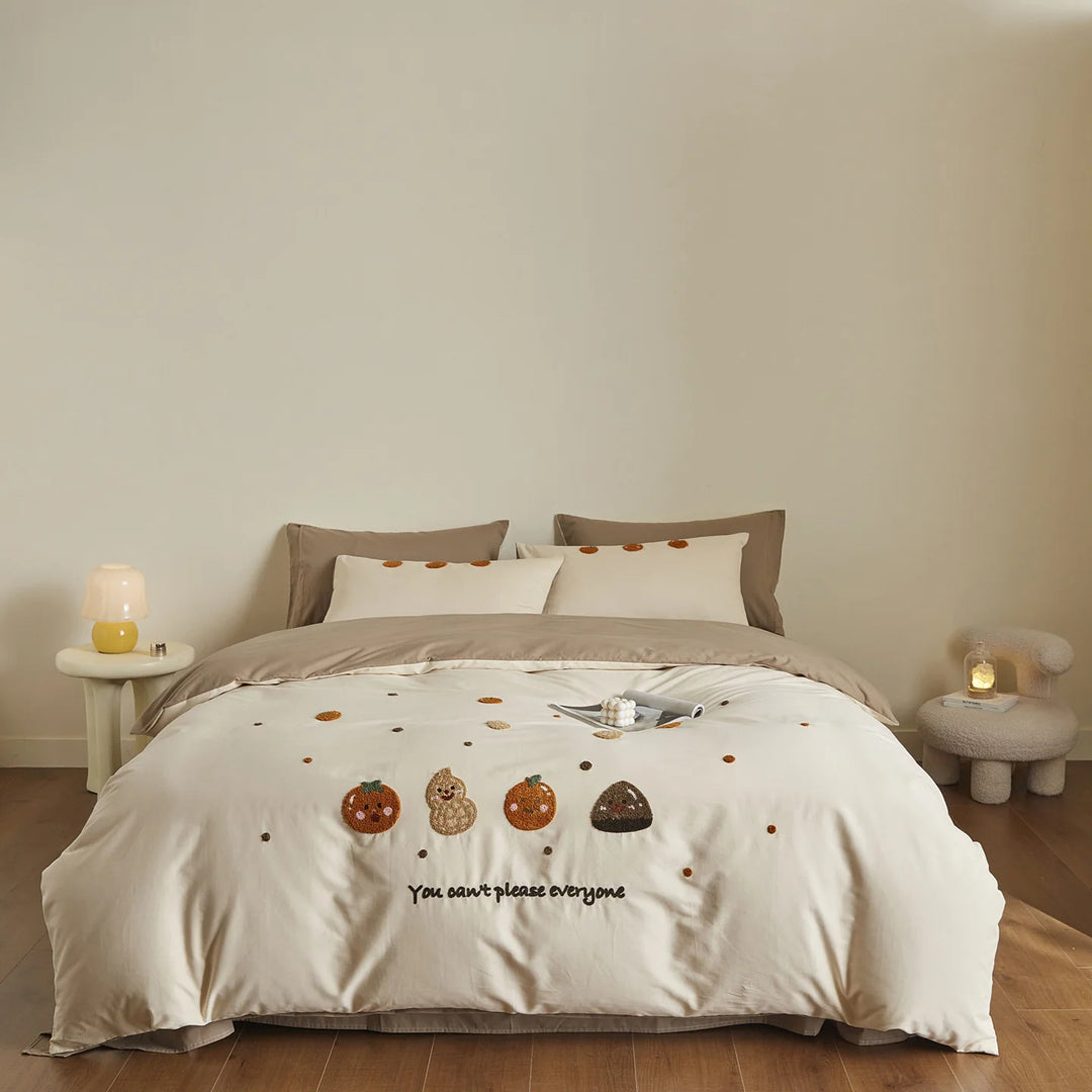 Bettwäsche-Set Damen mit gesticktem Mond- und Hasenmotiv 9