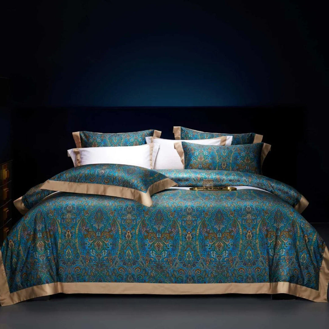 Bettwäsche-Set Paisley Jacquard 155x220 mit Bordüre und Hotelverschluss für Damen und Herren 10
