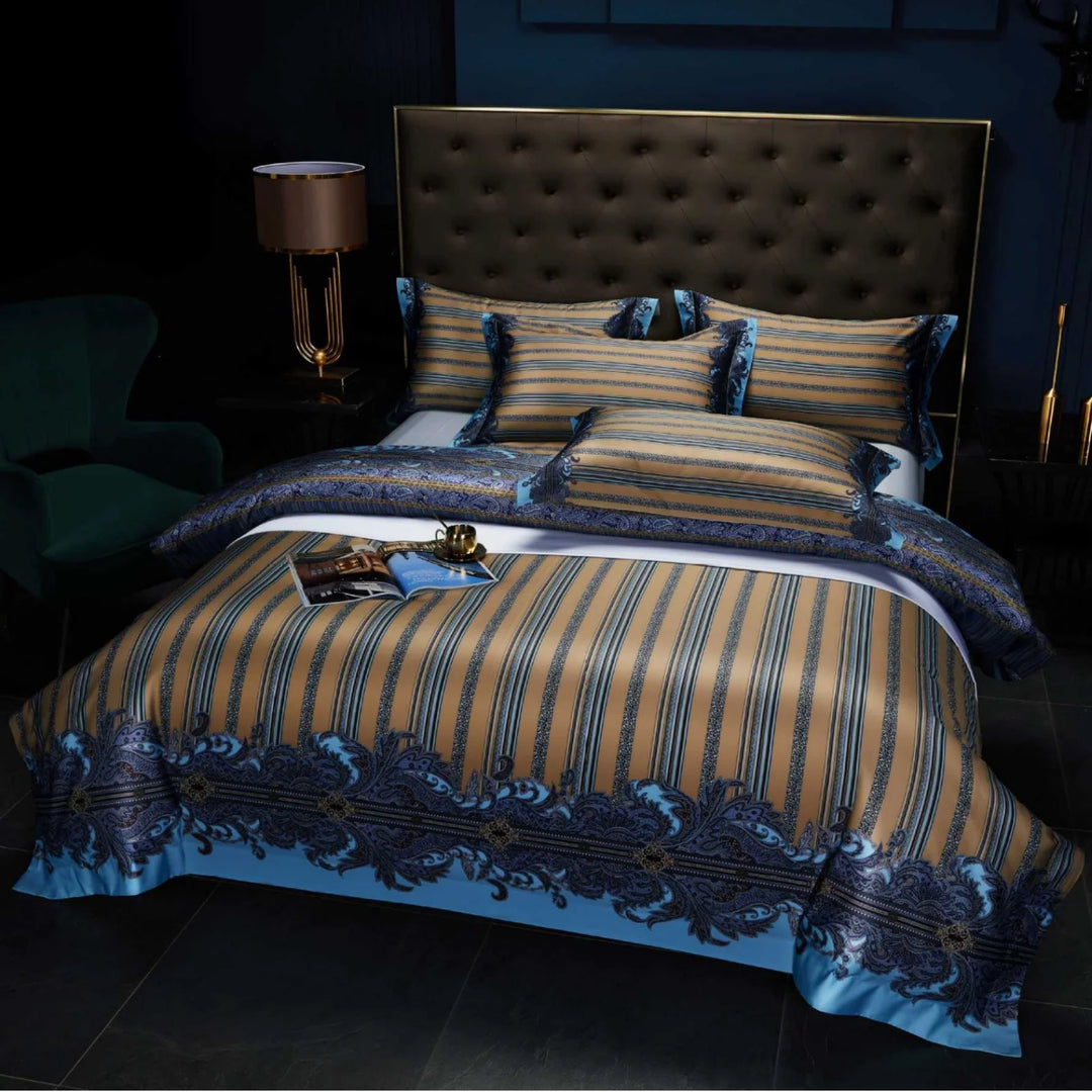 Bettwäsche-Set Paisley Jacquard 155x220 mit Bordüre und Hotelverschluss für Damen und Herren 17
