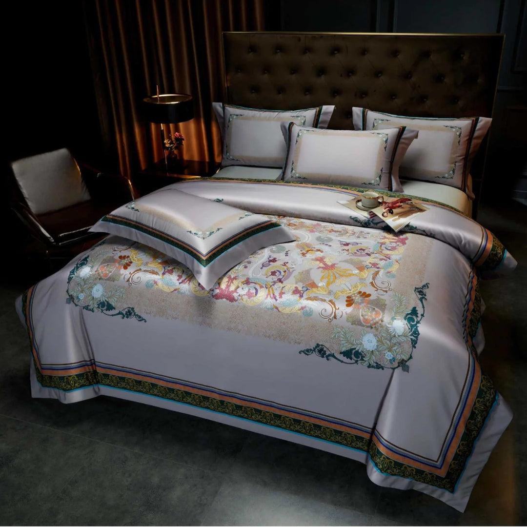 Bettwäsche-Set Paisley Jacquard 155x220 mit Bordüre und Hotelverschluss für Damen und Herren 22