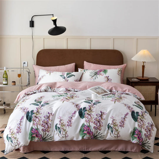 Bettwäscheset Damen Baumwollsatin mit floralem Muster 8