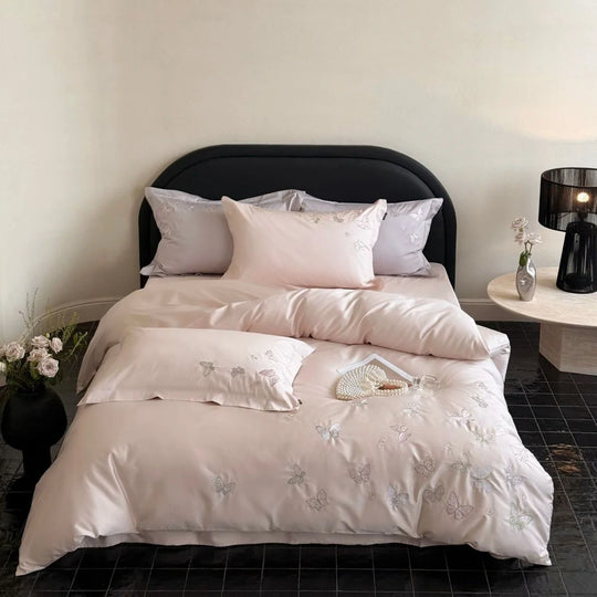 Bettwäscheset Satin mit Schmetterlingsstickerei für Damen 0