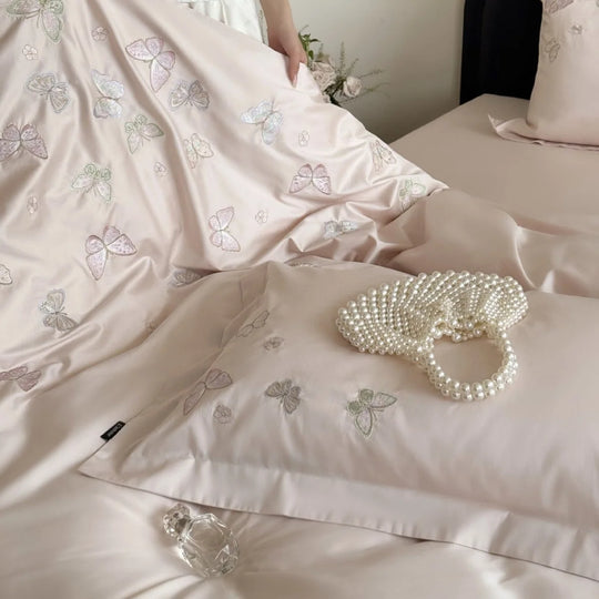 Bettwäscheset Satin mit Schmetterlingsstickerei für Damen 3