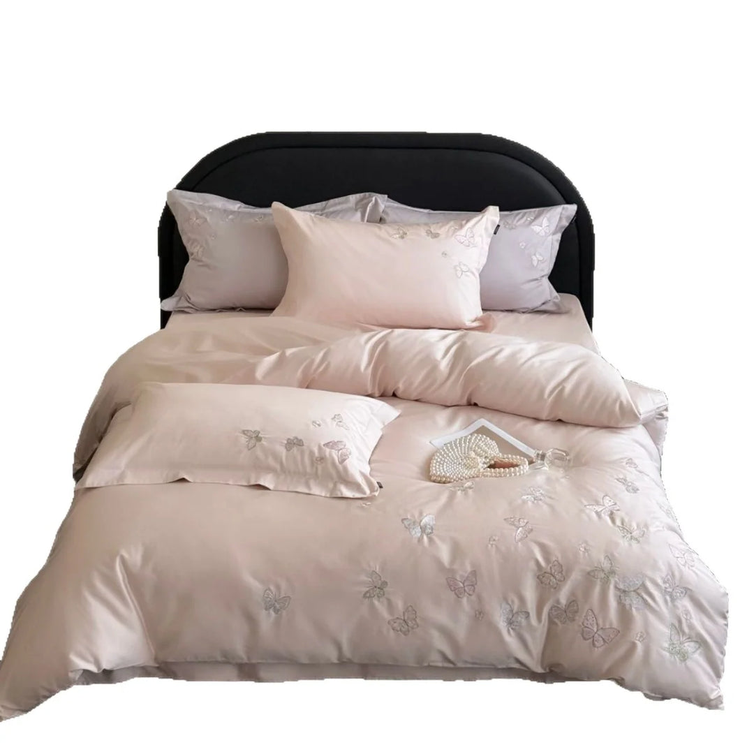 Bettwäscheset Satin mit Schmetterlingsstickerei für Damen 4
