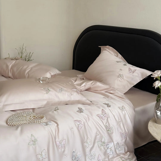 Bettwäscheset Satin mit Schmetterlingsstickerei für Damen 5
