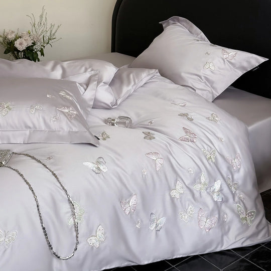 Bettwäscheset Satin mit Schmetterlingsstickerei für Damen 6