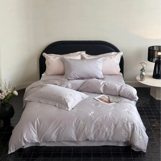Bettwäscheset Satin mit Schmetterlingsstickerei für Damen 7