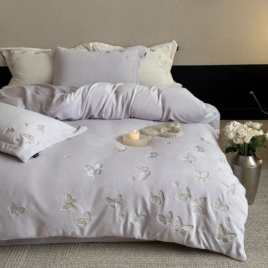 Bettwäscheset Satin mit Schmetterlingsstickerei für Damen 8