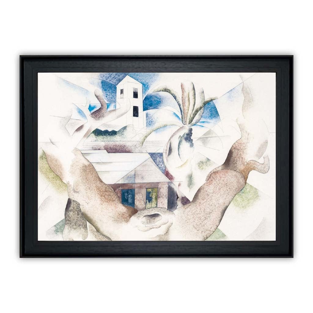 Bilderrahmen Kunstdruck Baum und Haus für modernes Wohndesign 0