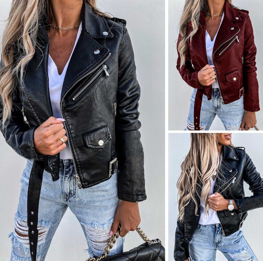 Variant image for Damenjacke Slim Fit Elegante Lederjacke Hochwertiges Material-1