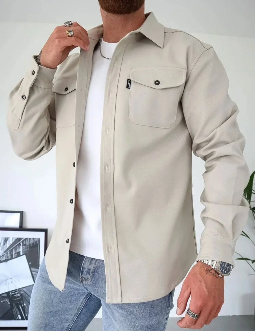 Variant image for Herren Langarmshirt Stilvolles Design Bequemes Baumwollmaterial-25
