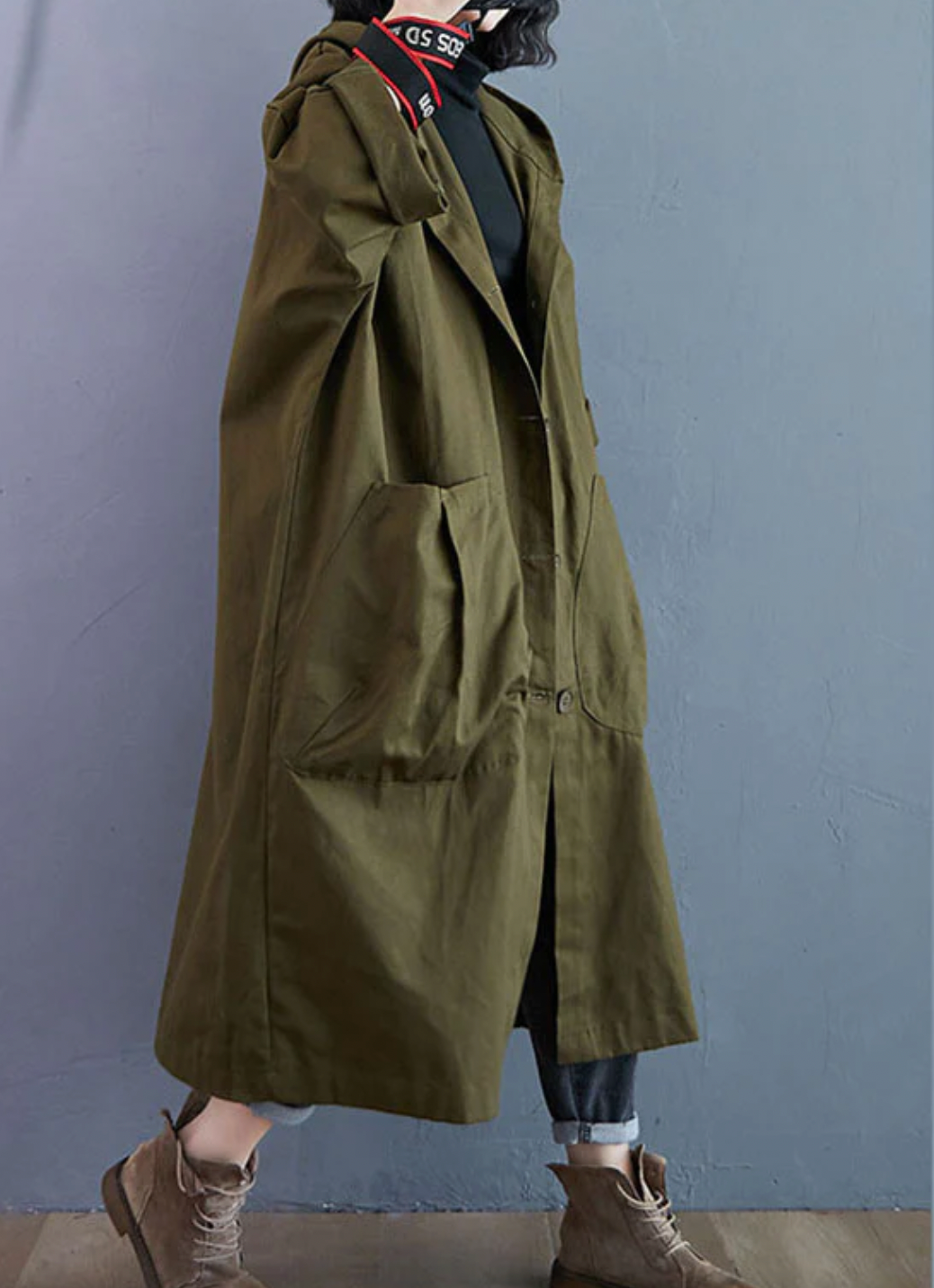 Damen Lange Jacke Modisch Warmes Material-3