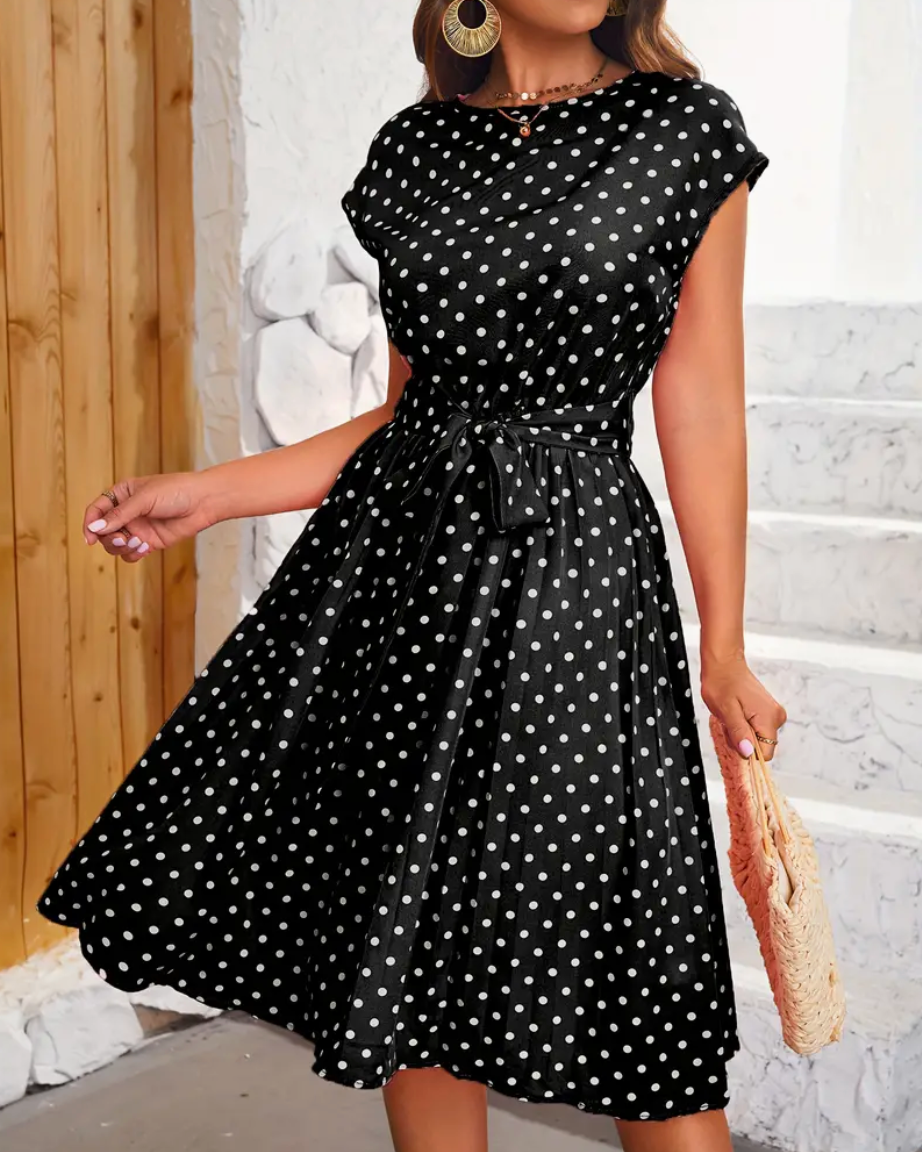Variant image for Damen Kleid Vintage Polka Fließend Polyester für Sommerveranstaltungen-7
