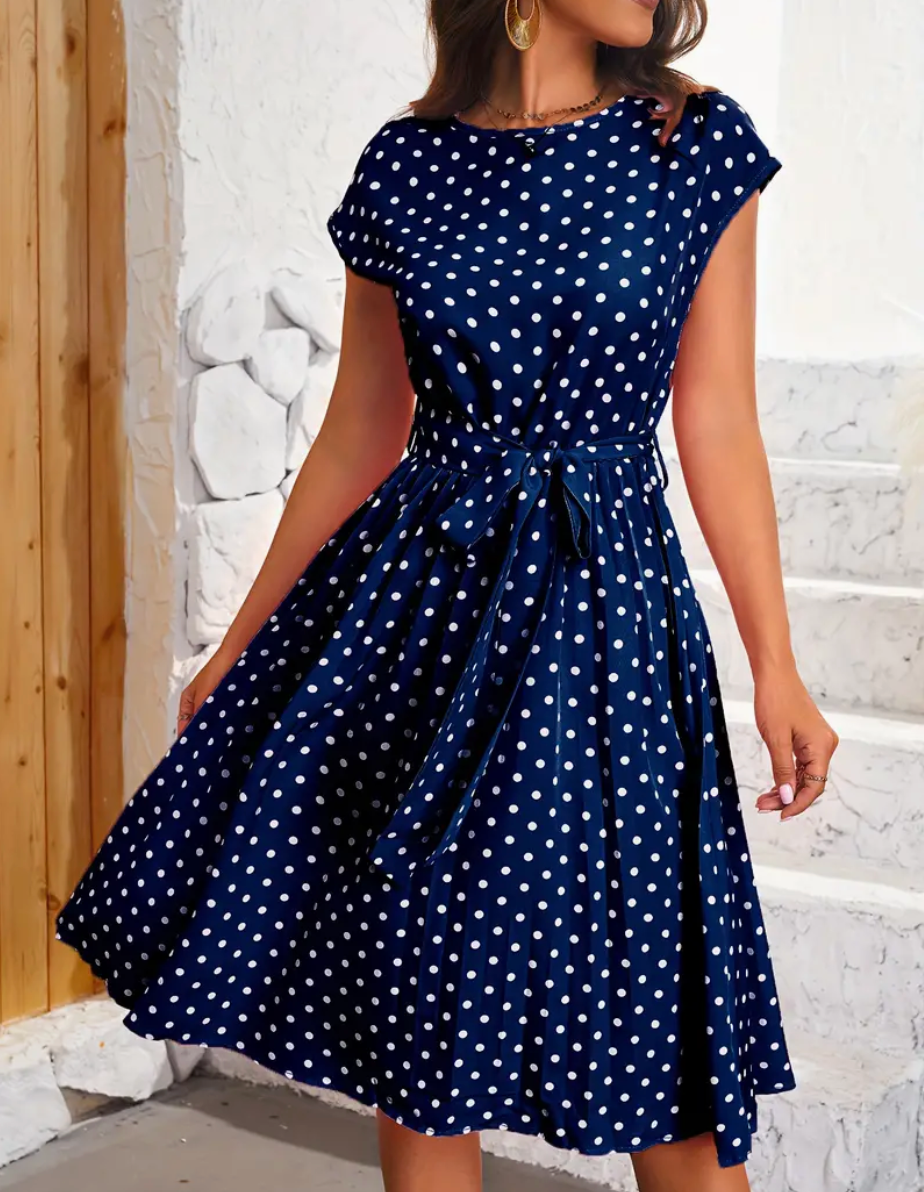Variant image for Damen Kleid Vintage Polka Fließend Polyester für Sommerveranstaltungen-13