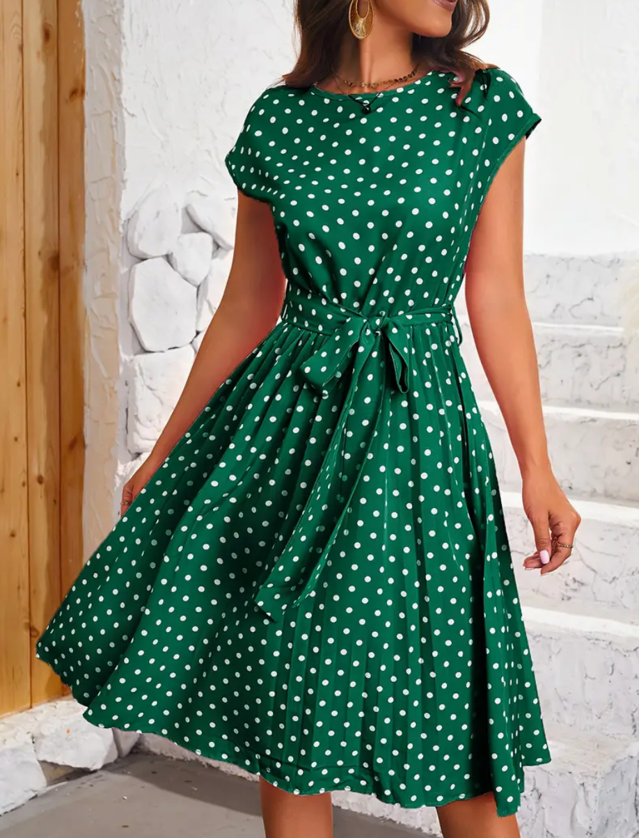 Variant image for Damen Kleid Vintage Polka Fließend Polyester für Sommerveranstaltungen-19