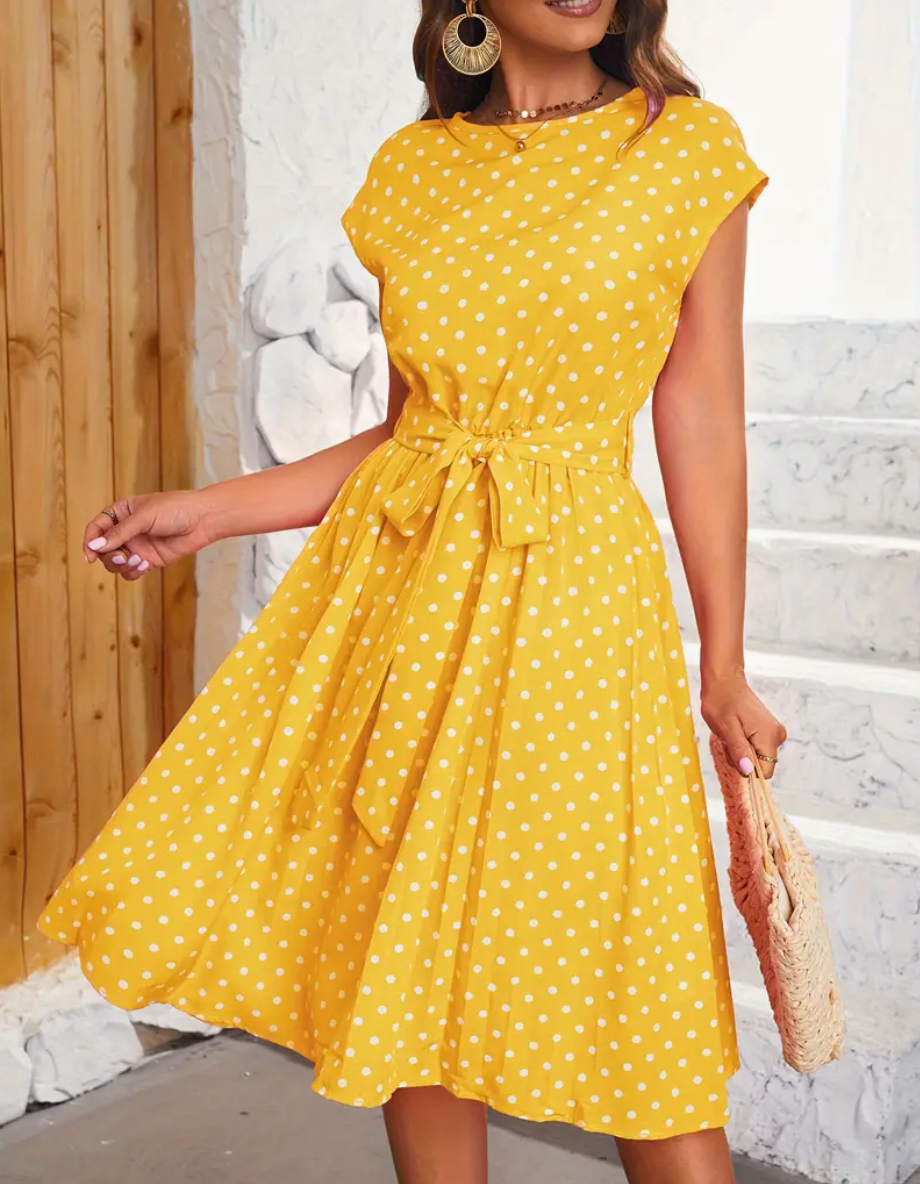 Variant image for Damen Kleid Vintage Polka Fließend Polyester für Sommerveranstaltungen-25