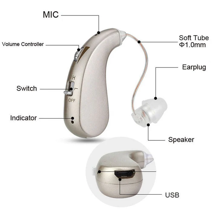 Bluetooth-Hörgerät für Senioren mit USB-Aufladung 1