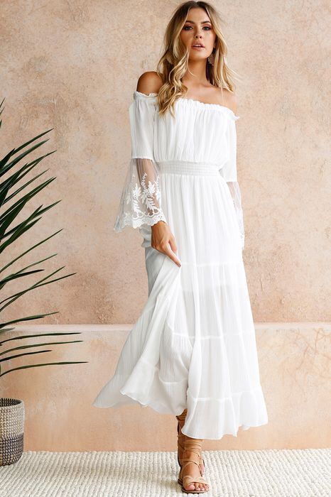 Boho-Spitzen-Maxikleid