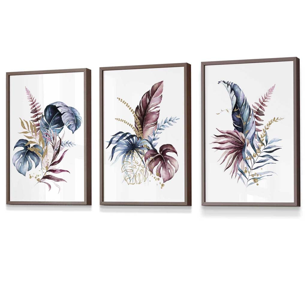 Botanisches Wandkunst Set mit 3 Gerahmten Drucken in Modernem Stil 7