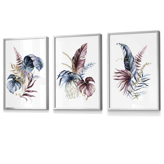 Botanisches Wandkunst Set mit 3 Gerahmten Drucken in Modernem Stil 9