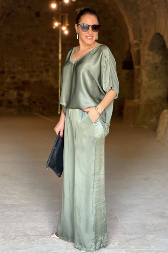 Variant image for Damen Anzug Set Elegantes Satin Zweiteiliges Outfit-1