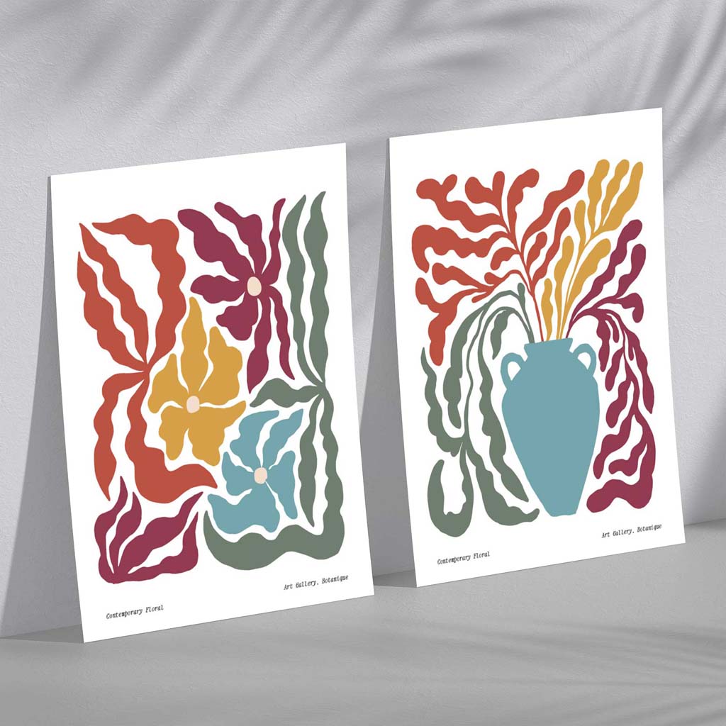 Buntes Boho-Druckset mit 2 Rahmen für kreative Wohnräume 1