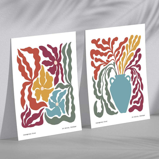 Buntes Boho-Druckset mit 2 Rahmen für kreative Wohnräume 1