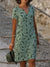 Damen Midi Kleid Atmungsaktives Material V-Ausschnitt Kurzarm Sommerkleid-1
